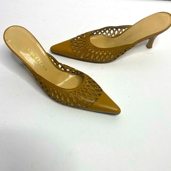 Cole Haan brown leather cutout slide on pointed toe mules Size 6.5 - Picture 11 of 11